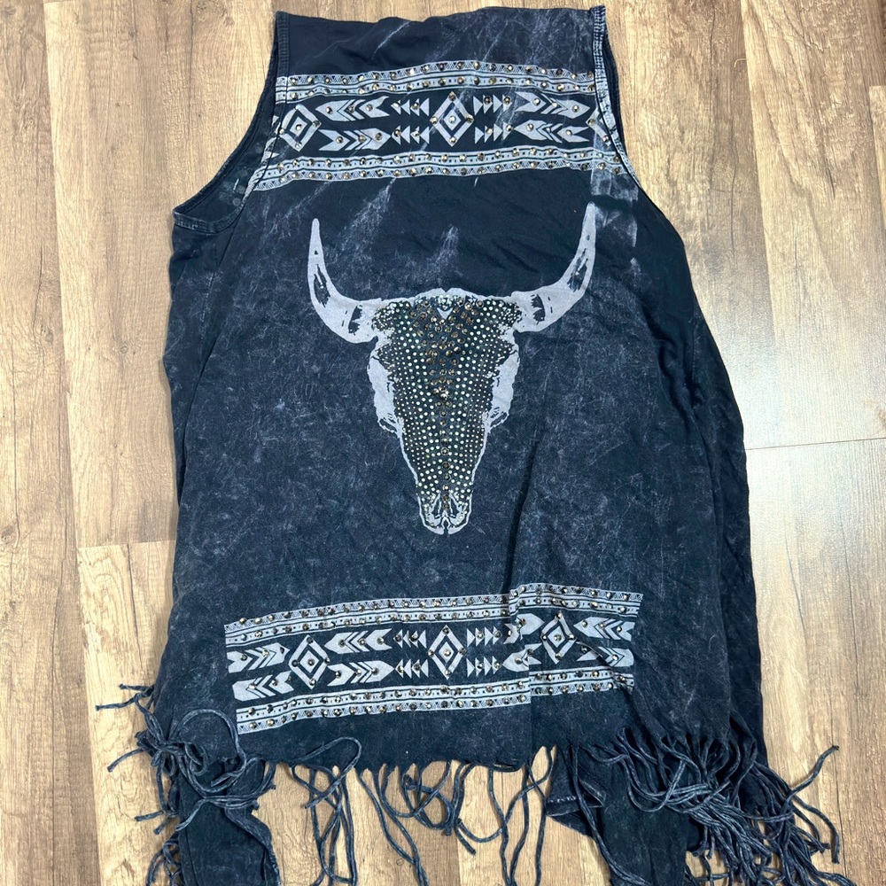 Longhorn fringe vest
